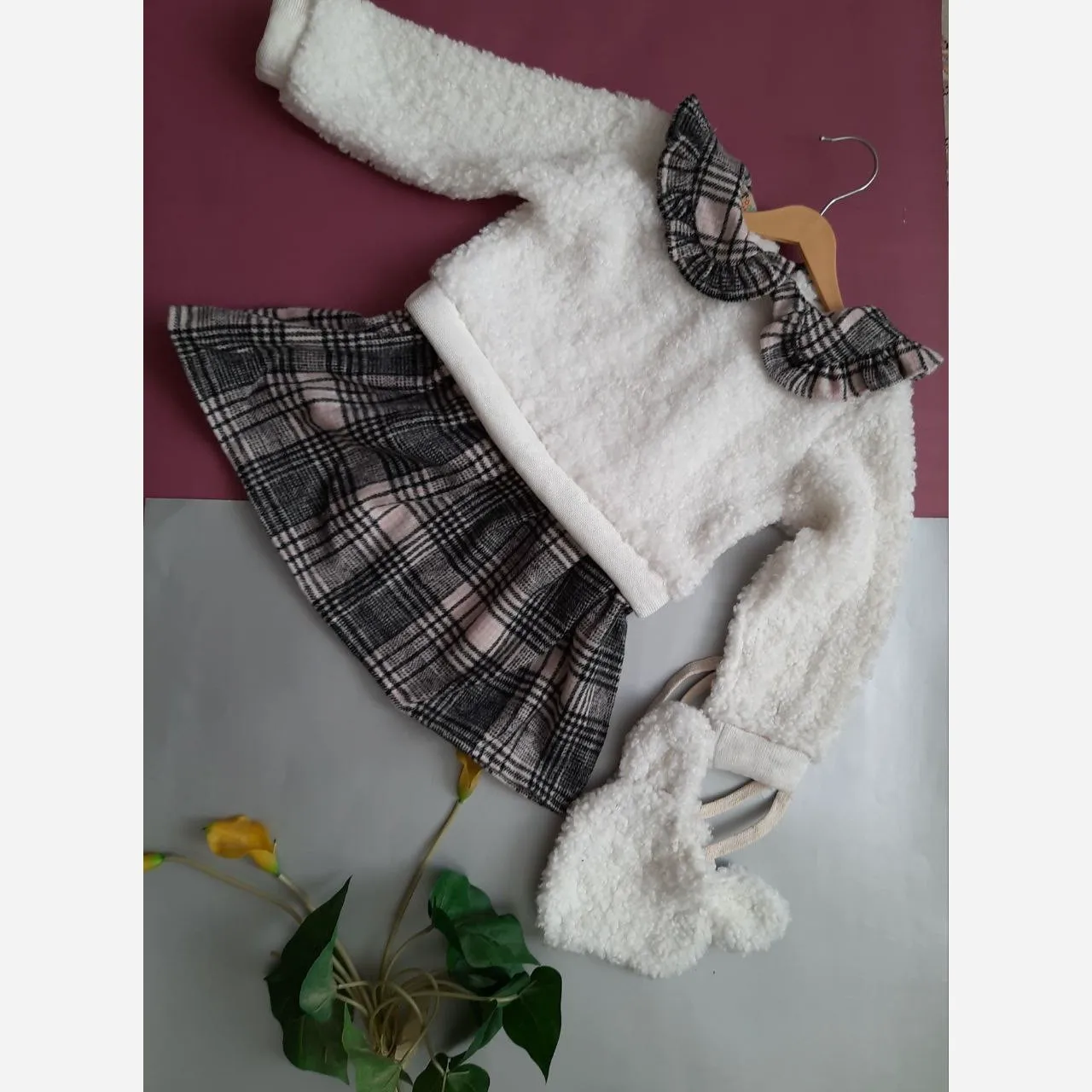 سارافون گرم تدی پشمی دخترانه پاییزه