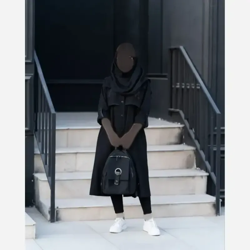 مانتو دانشجویی مدل پریسان جنس کتان شسته شده رنگ مشکی سایز 36 تا 50 قد 110
