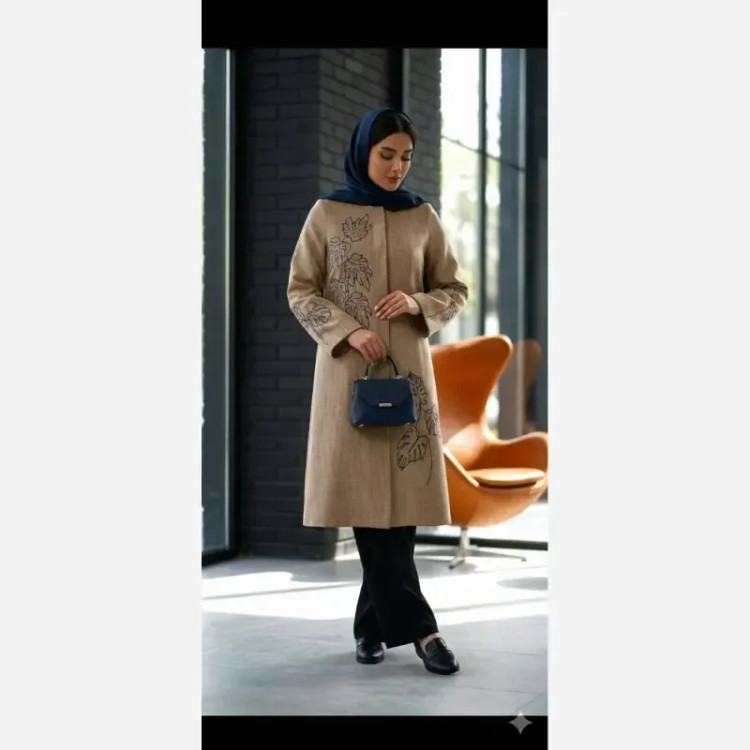 مانتو زنانه شانتون گلدوزی شده مدل نیاز قد 105 سانت